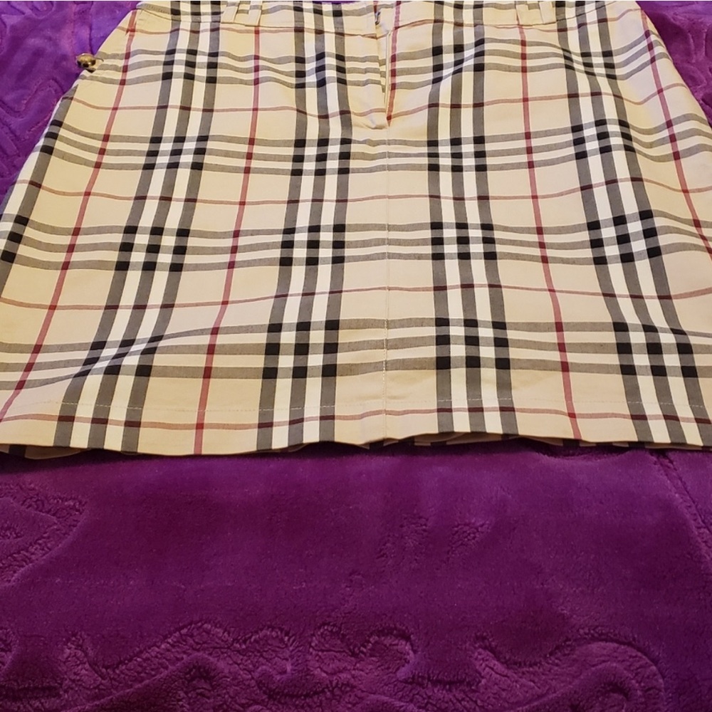 Burberry Beige and Black Check Mini Skirt